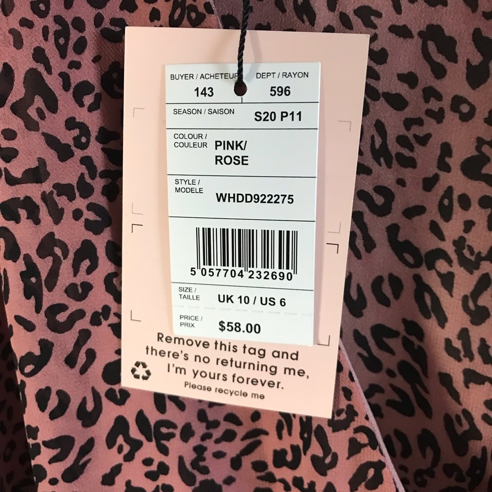 NWT Pink Leopard Print Misguided Wrap Dress - Picture 4 of 9
